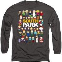 South Park Men's Full Cast Long Sleeve T Shirt-Charcoal in Charcoal | Size: 2XL