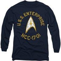 Star Trek Men's Collegiate Long Sleeve T-Shirt, Navy | Size: Large