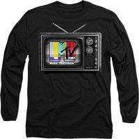 MTV Men's Tv Long Sleeve T-Shirt, Black | Size: XL