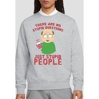 South Park Men's No Stupid Questions Crew Sweatshirt, Athletic Heather in Light Grey | Size: Small