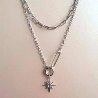 Luxe Tones Women's Sahara Luxe Double Layer Necklace in Silver