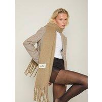 Madein Women's Boucle Knit Hanna Tassel Blanket Scarf in Beige