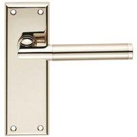 Loops Round Bar Section Handle on Latch Backplate 150 x 50mm Polished Satin Nickel in Metallics