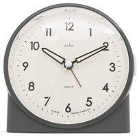 Acctim Arlo Non-Ticking Sweep Luminous Tipped Hands Analogue Backlight Alarm Clock in Grey