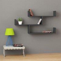 Decortie Tibet' Wall-Mounted Bookcase Display Unit 120cm Wide in Dark Grey | Size: 1 Pack
