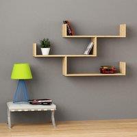 Decortie Tibet' Wall-Mounted Bookcase Display Unit 120cm Wide in Natural | Size: 1 Pack