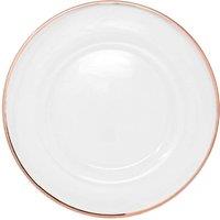 Neel Blue 33cm Charger Plates Clear Glass with Trim with Diamante & Pearl Flower Design in White