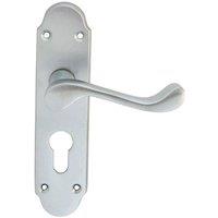 Loops PAIR Victorian Upturned Handle on Euro Lock Backplate 170 x 42 Satin Chrome