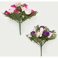 Homescapes Rose & Lily Bouquet, Pink & Purple Set of 2