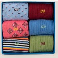 Oswin Hyde Men's Hot Six 6-Pack Cotton Socks