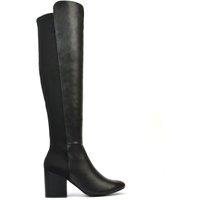 XY London Women's Falcon' Black Knee High Boots Elasticated Calf Fit Mid Block Heel | Size: 7