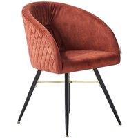 Life Interiors Single Vittorio Velvet Dining Chair with Black Metal Legs, Quilted Design Modern Accent Chair in Wine