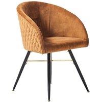 Life Interiors Single Vittorio Velvet Dining Chair with Black Metal Legs, Quilted Design Modern Accent Chair in Mustard