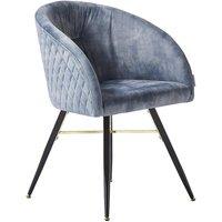 Life Interiors Single Vittorio Velvet Dining Chair with Black Metal Legs, Quilted Design Modern Accent Chair in Grey
