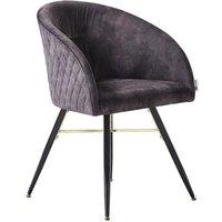 Life Interiors Single Vittorio Velvet Dining Chair with Black Metal Legs, Quilted Design Modern Accent Chair