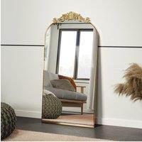 60cm W x 120cm H Vintage-Inspired Gold Floral Carved Metal Framed Arch Accent Wall Mirror
