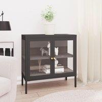 Berkfield Home Sideboard Anthracite 70x35x70 cm Steel & Glass in Black | Size: 70 x 35 x 70 cm