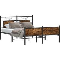 Bed Frame without Mattress Smoked Oak 137x190 cm Engineered Wood