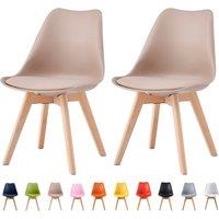 MCC Direct Set of 2 Dining Chairs with wooden Legs & Padded Cushion Eva in Brown