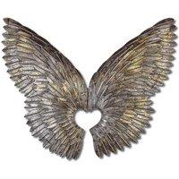 Inspirational Gifting Angel Wings Hinged Metal Wall Art Screen For Your Home Or Garden 90cm Tall in Silver
