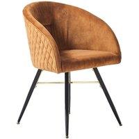 Life Interiors Set of 2 Vittorio Velvet Dining Chairs with Black Metal Legs, Quilted Design Modern Accent Chair in Mustard