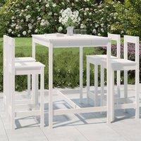 5 Piece Garden Bar Set White Solid Wood Pine