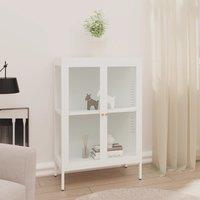 Berkfield Home Sideboard White 75x35x105 cm Steel & Glass | Size: 75 x 35 x 105 cm