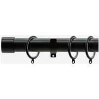 New Edge Blinds Matt Black 28mm End Cap Fixed Length Metal Curtain Pole in Jet Black | Size: 80 cm