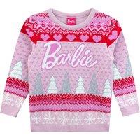 Barbie Girl's Christmas Jumper in Pink | Size: 3-4 Years
