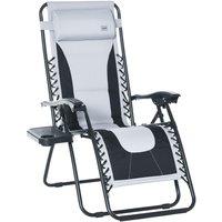 OUTSUNNY Zero Gravity Lounger Folding Recliner Chair w/ Cup Holder in Light Grey | Size: 1 Pack