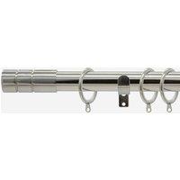 New Edge Blinds Stainless Steel 28mm Barrel Fixed Length Metal Curtain Pole in Light Grey | Size: 220 cm