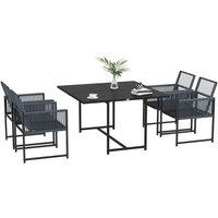 OUTSUNNY 5 Pieces Patio Dining Set Outdoor Table & Chairs Space-Saving in Dark Grey