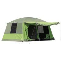 OUTSUNNY Two Room Dome Tent Camping Shelter w/ Porch & Portable Carry Bag in Green