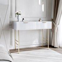 CARME HOME Esme White Dressing Table - Drawers with ribbed front finished