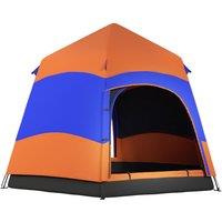 OUTSUNNY Double Layer Pop Up Tent with Rainfly, Portable Camping Shelter in Orange