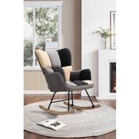 Patchwork Tufted Linen Upholstered Rocking Chair