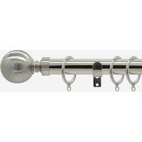 New Edge Blinds Stainless Steel 28mm Ball Fixed Length Metal Curtain Pole in Light Grey | Size: 380 cm