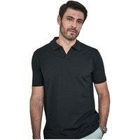 TEE JAYS Men's Luxury Stretch V Neck Polo Shirt in Black | Size: Large