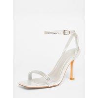 Quiz Women's Silver Diamante Strap Heels | Size: 8