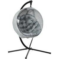 OUTSUNNY Hanging Egg Chair Outdoor Indoor Swing Chair, Folding Basket, Grey