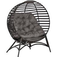 OUTSUNNY Egg Chair with Cushion Steel Frame & Side Pocket for Indoor Outdoor in Brown