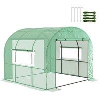 OUTSUNNY Polytunnel Greenhouse with UV-resistant PE Cover, Grow House, 3 x 3 x 2m in Green