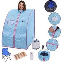 SHEONLY Personal Full Body Sauna Spa with Remote Control & Folding Chair, Lightweight Foldable Home Sauna Tent in Blue