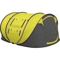OUTSUNNY 5 Person Camping Tent w/ Water-Fighting Rainfly & Pop-Up Design in Yellow