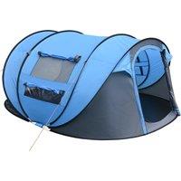 OUTSUNNY 5 Person Camping Tent w/ Water-Fighting Rainfly & Pop-Up Design in Blue