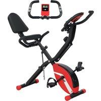 SPORTNOW Folding Exercise Bike with Arm Bands & Hand Pulse Sensor, Red