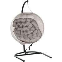 OUTSUNNY Hanging Egg Chair Outdoor Indoor Swing Chair, Folding Basket in Brown