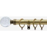 New Edge Blinds Antqiue Brass 28mm Glass Bubbles Fixed Length Metal Curtain Pole in Bronze | Size: 150 cm