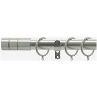 New Edge Blinds Brushed Steel 28mm Barrel Fixed Length Metal Curtain Pole in Silver | Size: 50 cm