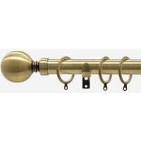 New Edge Blinds Antqiue Brass 28mm Ball Fixed Length Metal Curtain Pole in Bronze | Size: 90 cm